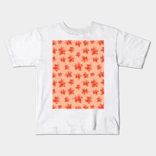 Red Lily Flower on Peach fuzz Kids T-Shirt